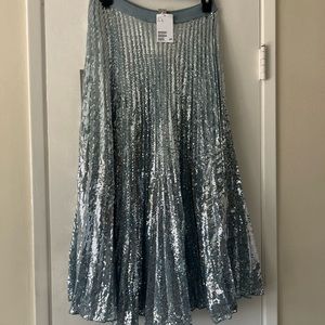 Maxi sequin skirt , with different tones of light blue.